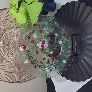 Vintage Sydenstricker Fused Art Glass Berries Plate Signed.